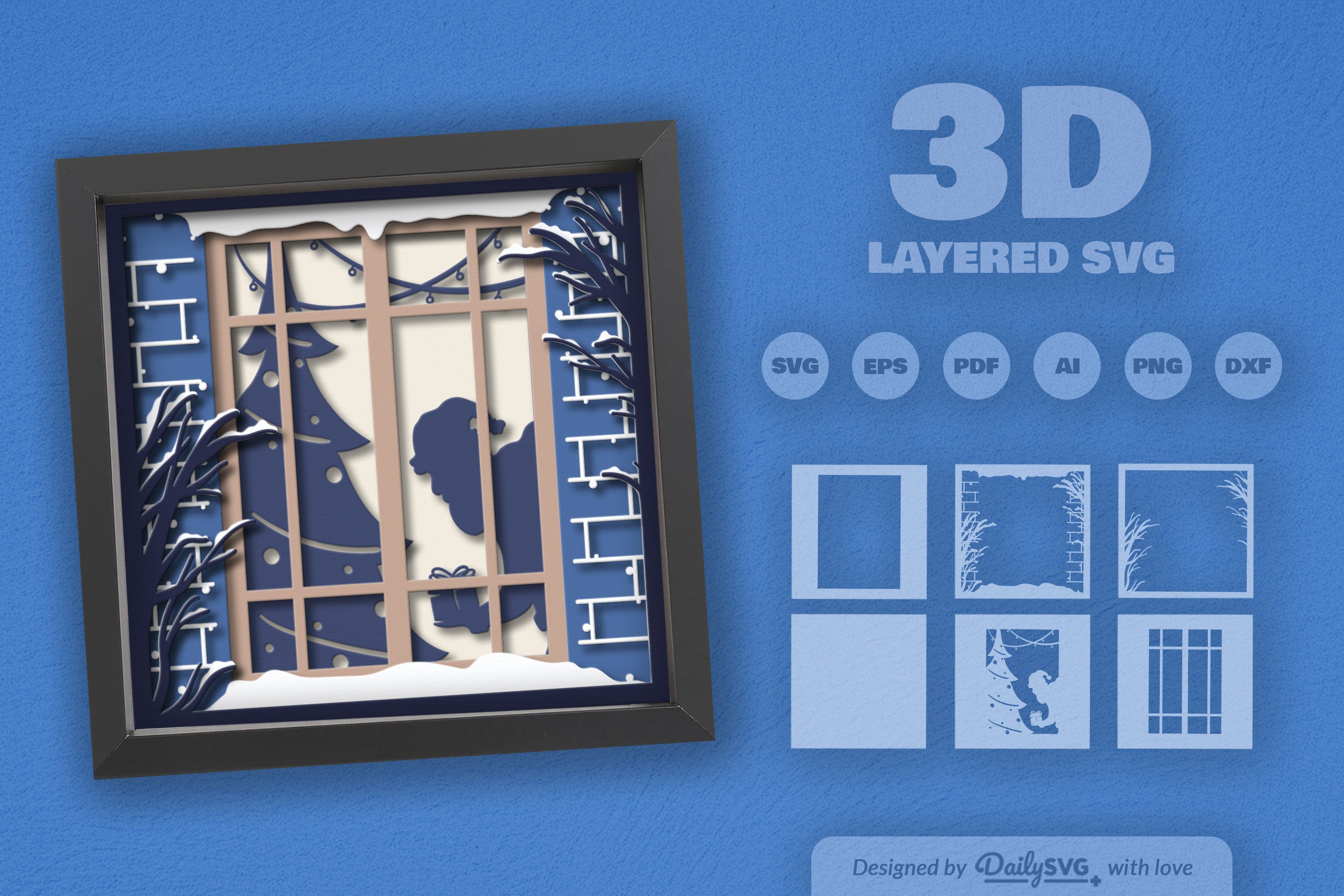 Santa Giving Gifts Christmas Papercut SVG Bundle