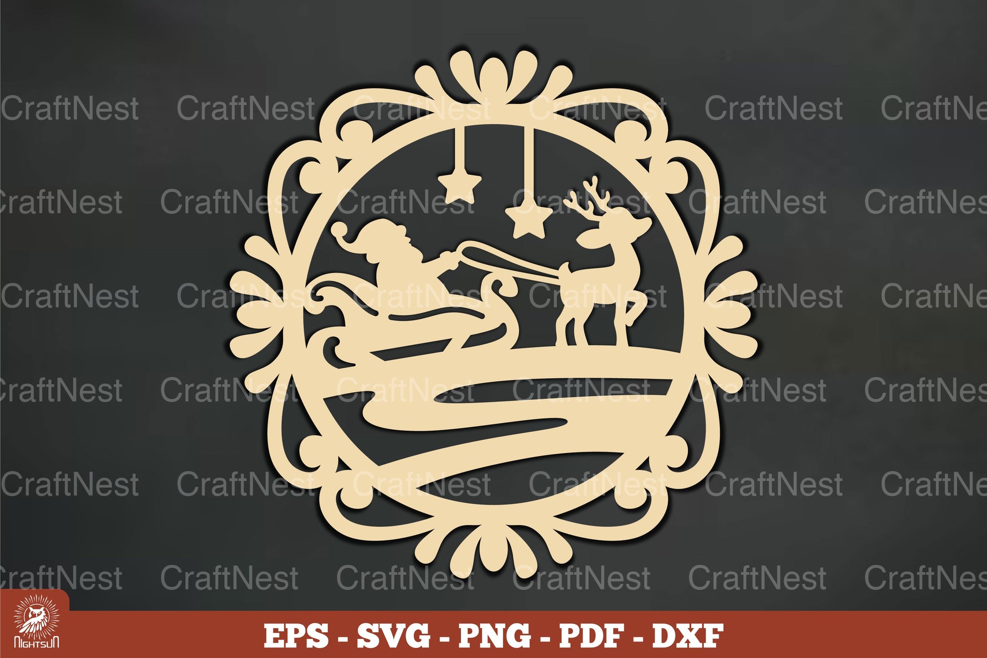 Vintage Santa Sleigh and Deer Ornament Clipart Bundle - CraftNest - Digital Crafting and Art