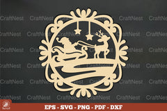 Vintage Santa Sleigh and Deer Ornament Clipart Bundle - CraftNest - Digital Crafting and Art
