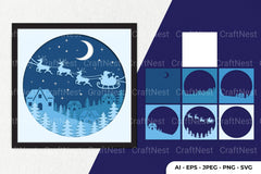 Santa in Christmas Night Papercut SVG Bundle - CraftNest - Digital Crafting and Art