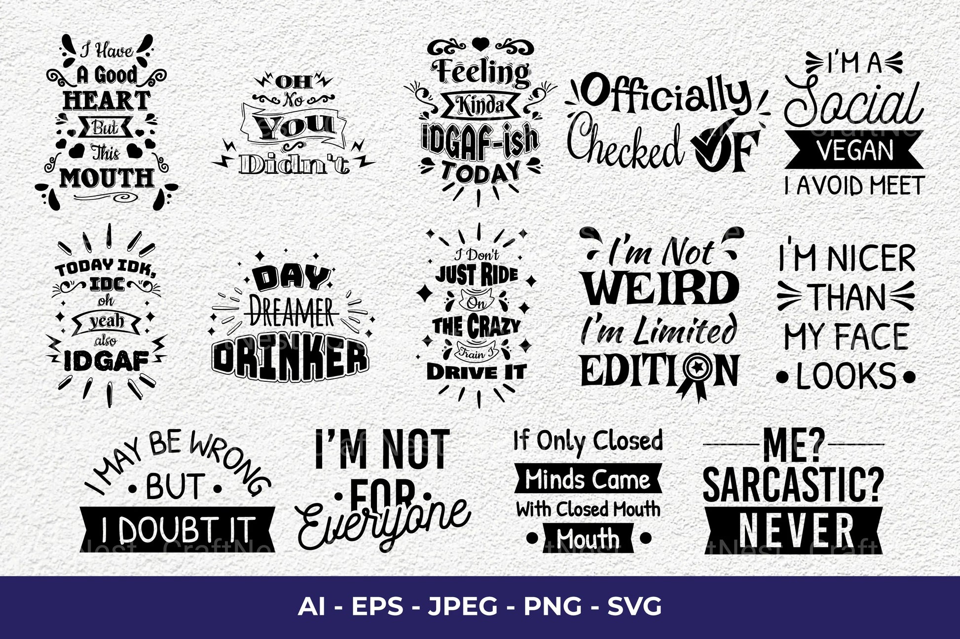 Sarcastic SVG Bundle - CraftNest - Digital Crafting and Art
