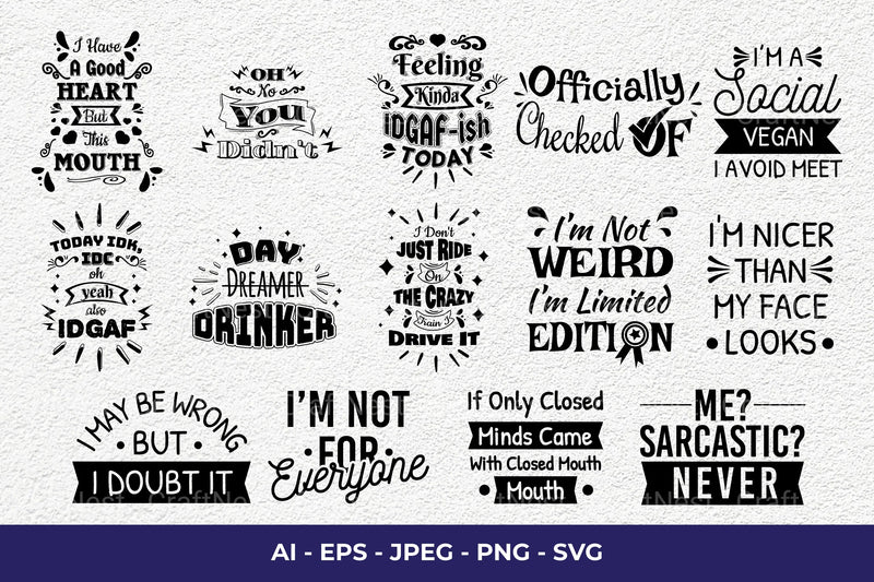 Sarcastic SVG Bundle - CraftNest - Digital Crafting and Art