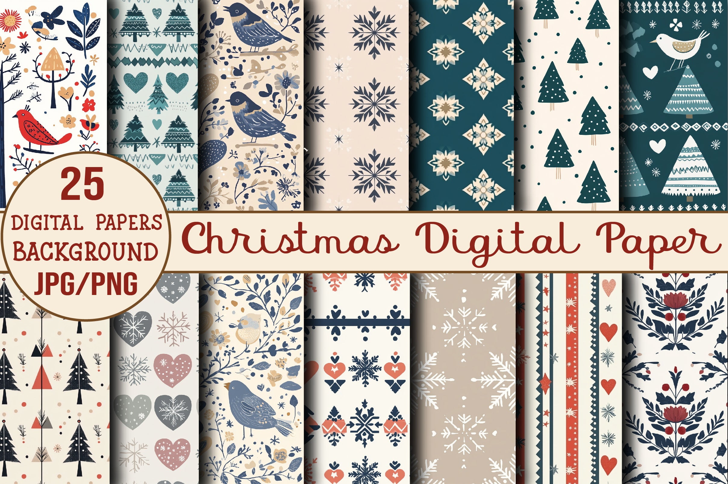 Scandinavian Christmas Digital Paper Collection