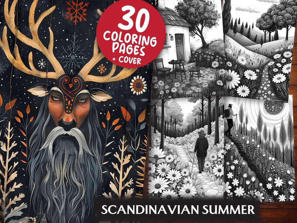 Scandinavian Summer Coloring Books - CraftNest - Digital Crafting and Art