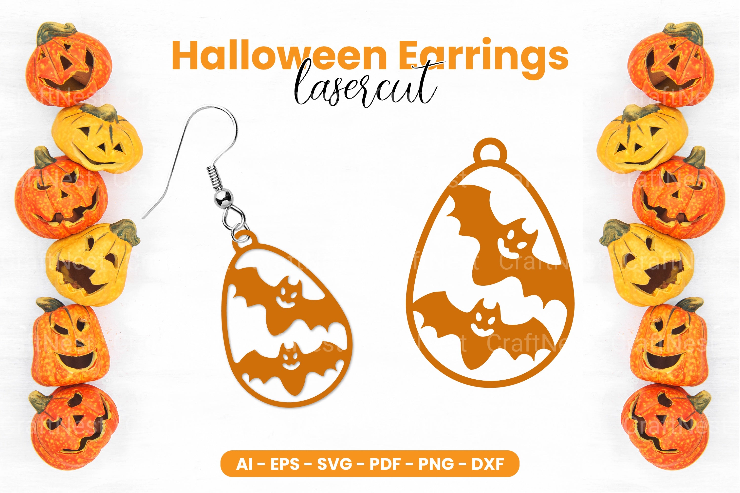 Scary Halloween Earrings Laser Cut SVG Bundle