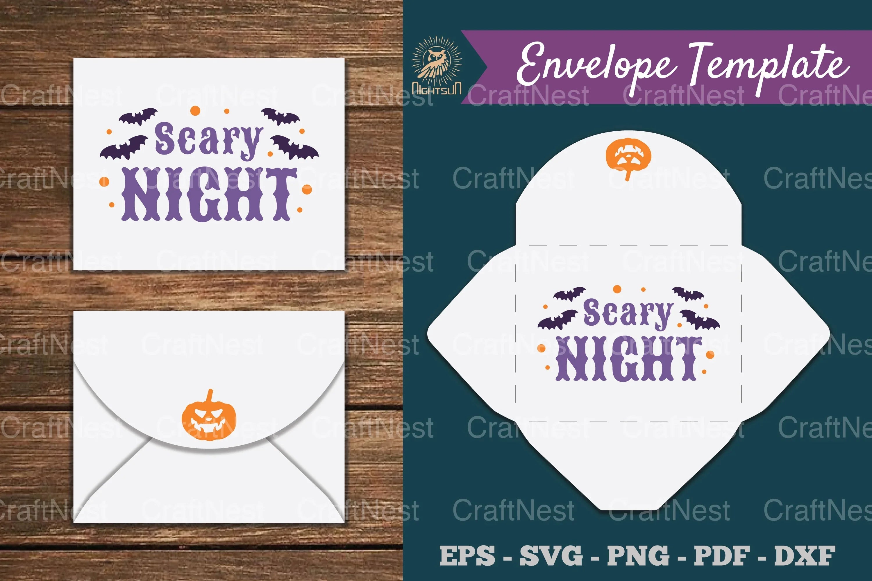 Scary Night Envelope Template SVG Bundle - CraftNest - Digital Crafting and Art