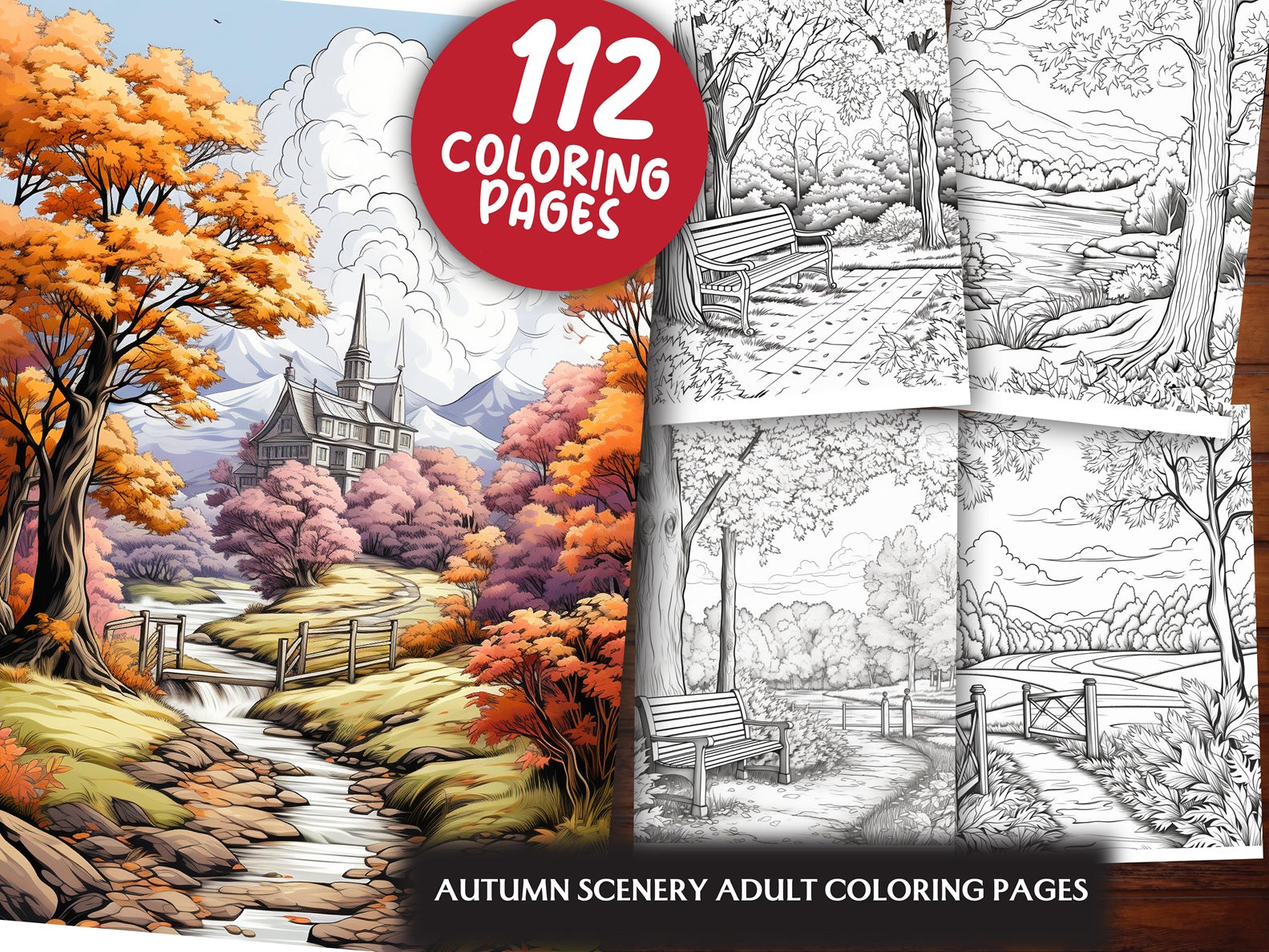 Autumn Scenery Adult Coloring Pages - CraftNest - Digital Crafting and Art