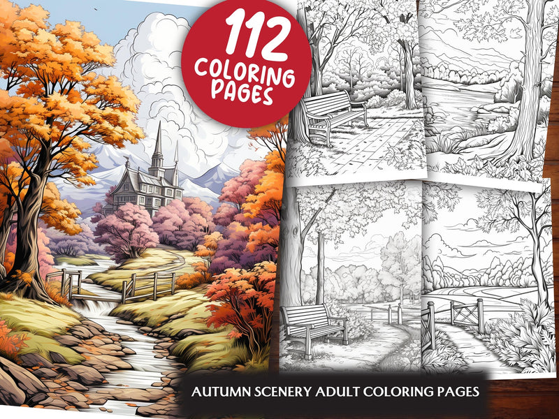 Autumn Scenery Adult Coloring Pages - CraftNest - Digital Crafting and Art