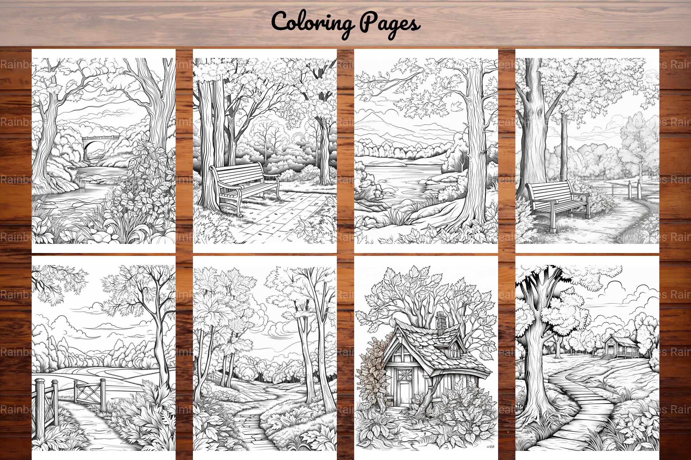 Autumn Scenery Adult Coloring Pages - CraftNest - Digital Crafting and Art