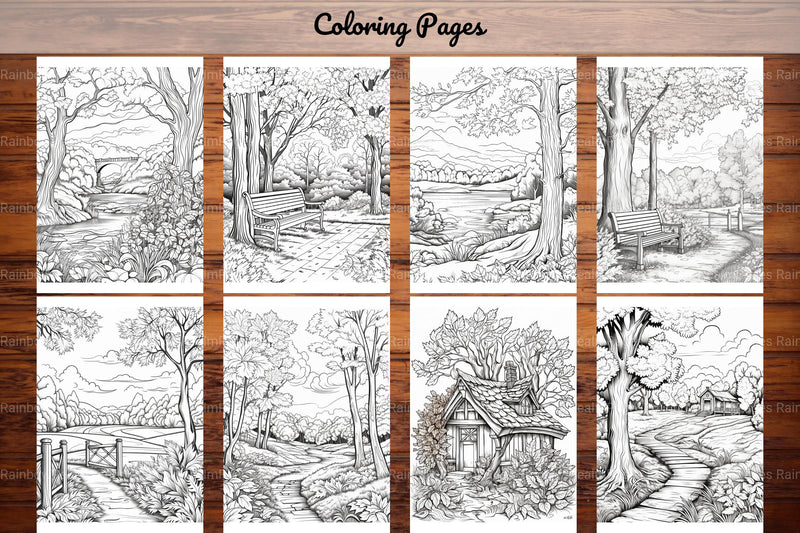 Autumn Scenery Adult Coloring Pages - CraftNest - Digital Crafting and Art
