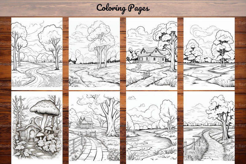 Autumn Scenery Adult Coloring Pages - CraftNest - Digital Crafting and Art