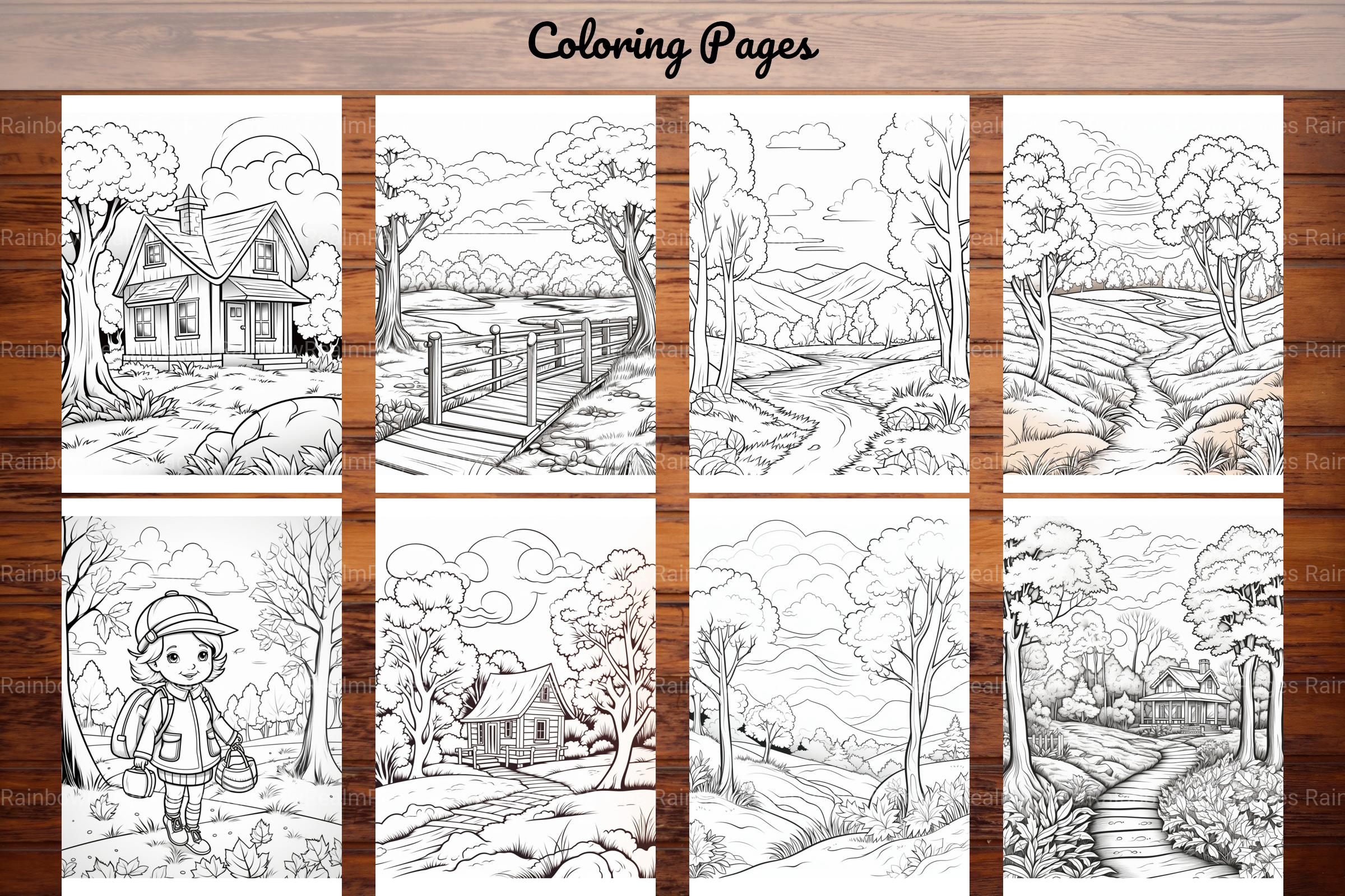 Autumn Scenery Adult Coloring Pages - CraftNest - Digital Crafting and Art