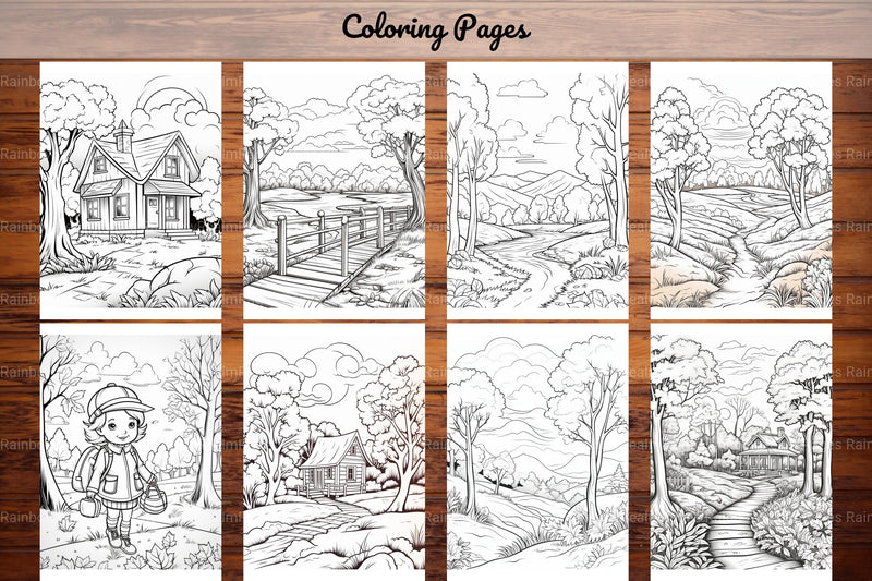 Autumn Scenery Adult Coloring Pages - CraftNest - Digital Crafting and Art