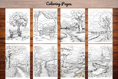 Autumn Scenery Adult Coloring Pages - CraftNest - Digital Crafting and Art