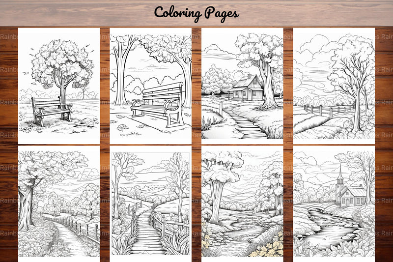 Autumn Scenery Adult Coloring Pages - CraftNest - Digital Crafting and Art