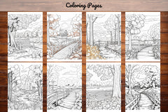 Autumn Scenery Adult Coloring Pages - CraftNest - Digital Crafting and Art