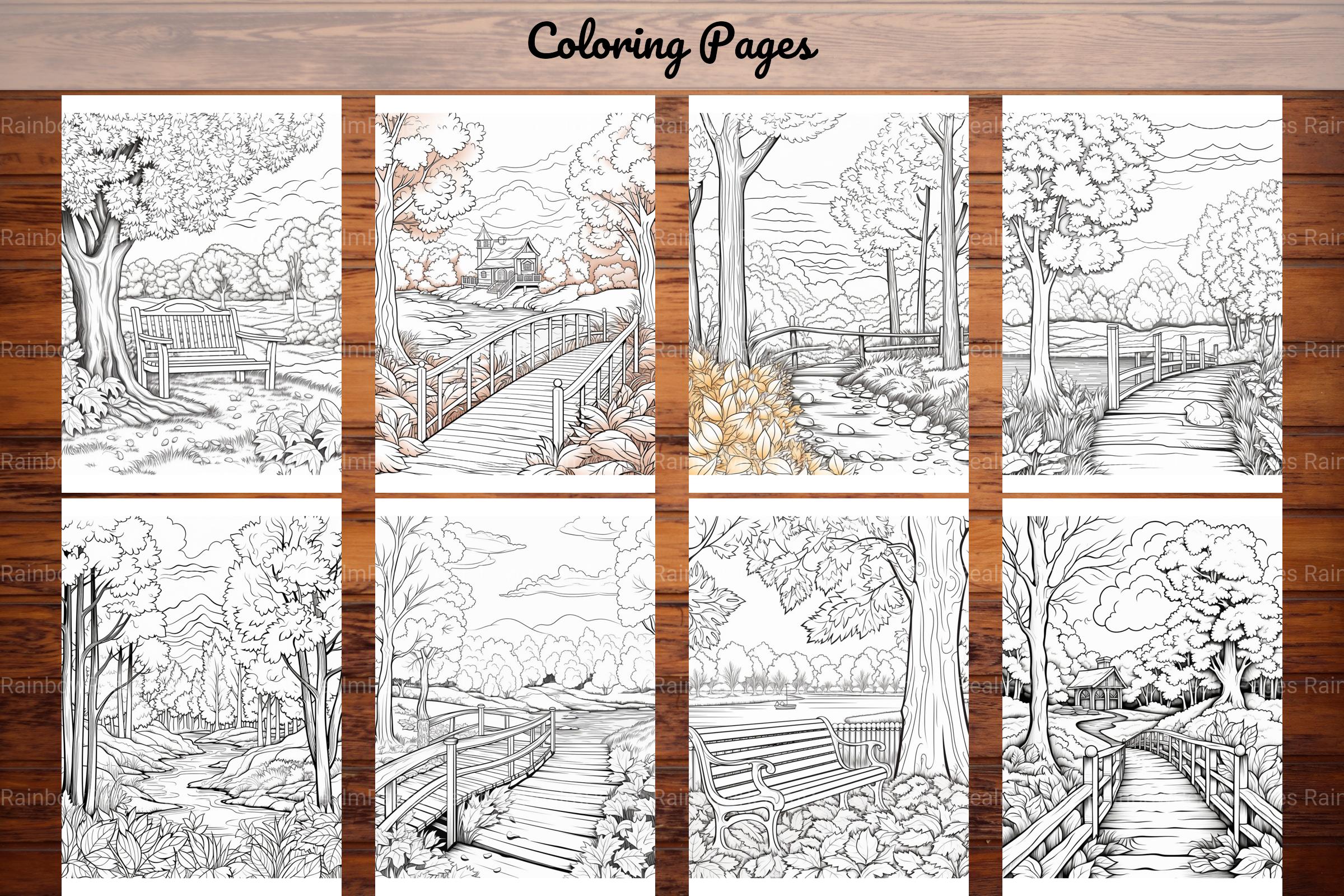 Autumn Scenery Adult Coloring Pages - CraftNest - Digital Crafting and Art