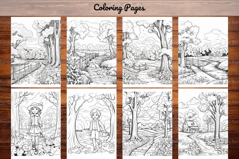 Autumn Scenery Adult Coloring Pages - CraftNest - Digital Crafting and Art