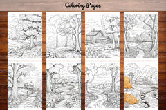 Autumn Scenery Adult Coloring Pages - CraftNest - Digital Crafting and Art