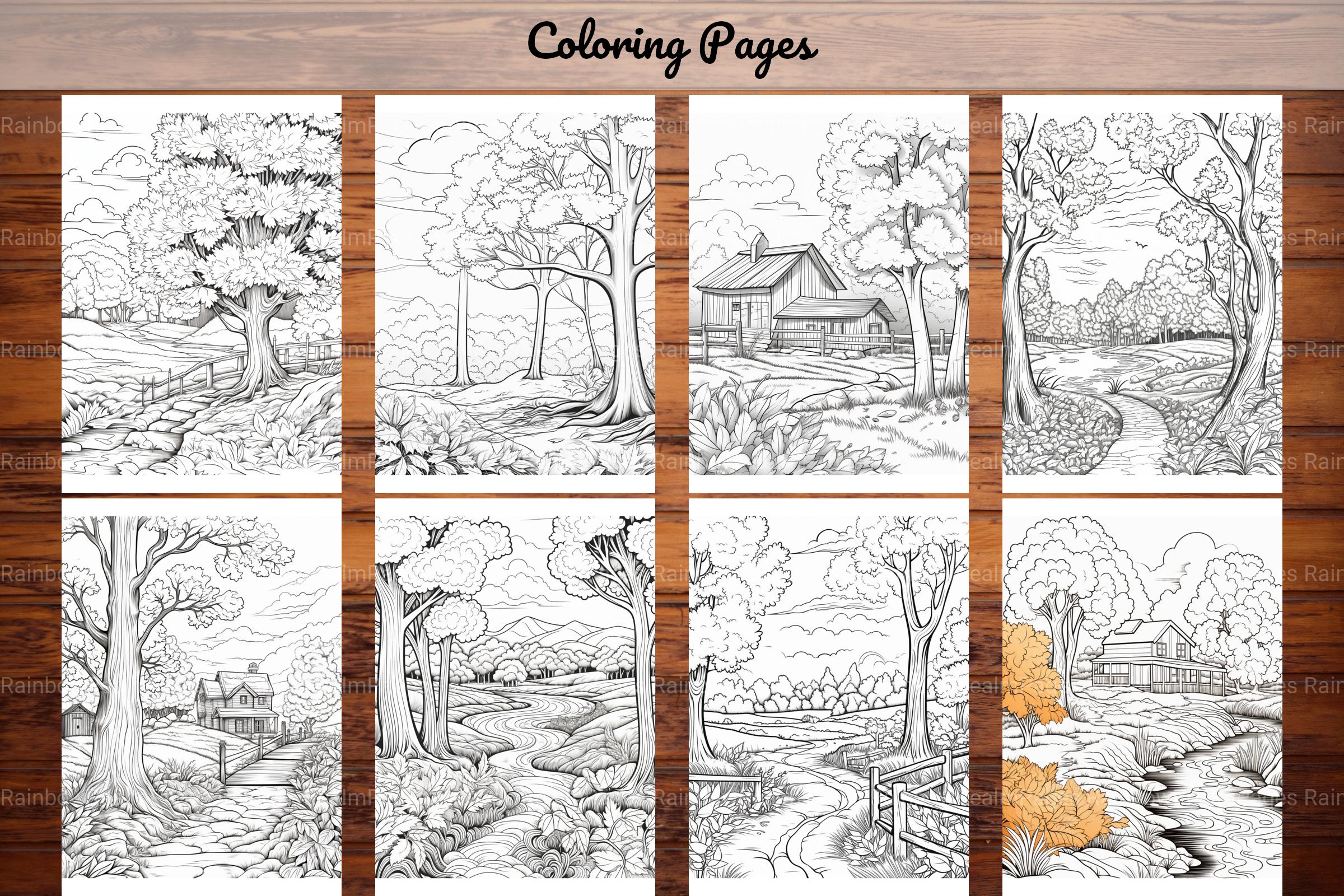 Autumn Scenery Adult Coloring Pages - CraftNest - Digital Crafting and Art