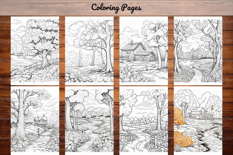 Autumn Scenery Adult Coloring Pages - CraftNest - Digital Crafting and Art