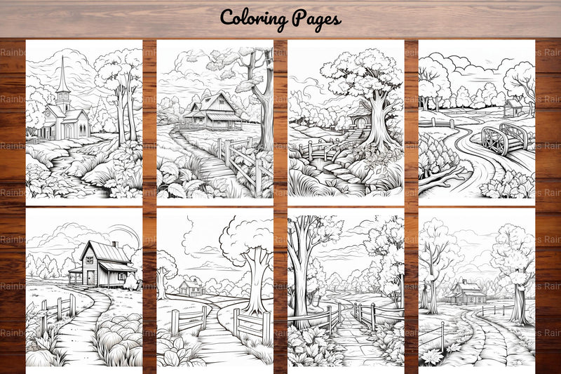 Autumn Scenery Adult Coloring Pages - CraftNest - Digital Crafting and Art