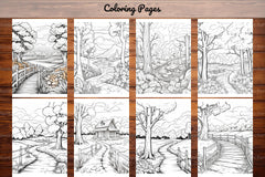Autumn Scenery Adult Coloring Pages - CraftNest - Digital Crafting and Art