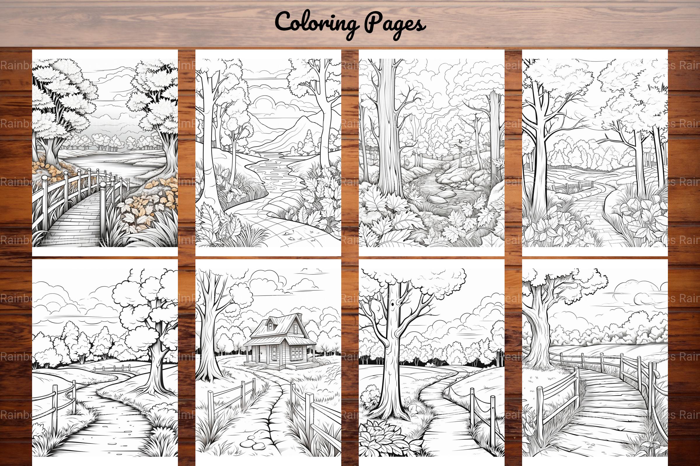 Autumn Scenery Adult Coloring Pages - CraftNest - Digital Crafting and Art
