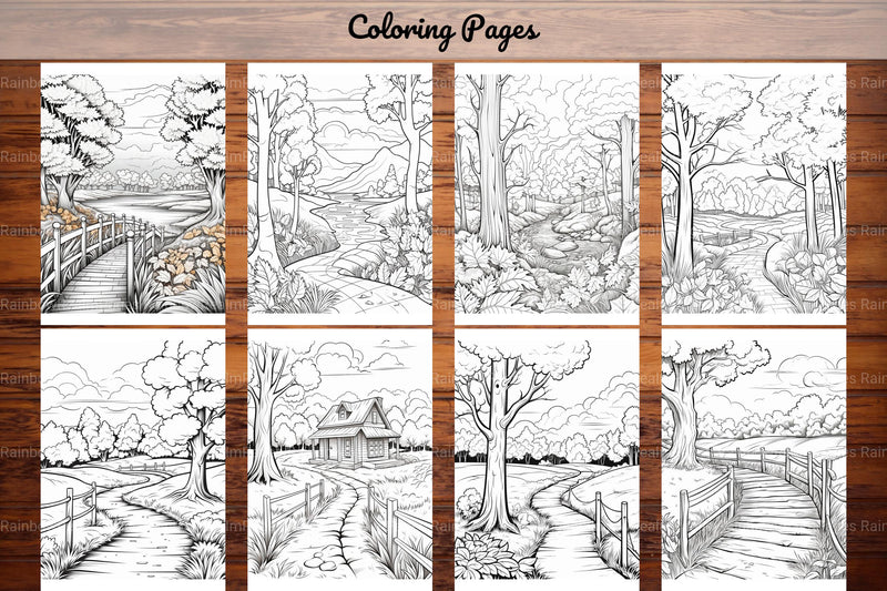 Autumn Scenery Adult Coloring Pages - CraftNest - Digital Crafting and Art