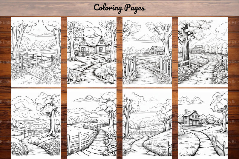 Autumn Scenery Adult Coloring Pages - CraftNest - Digital Crafting and Art