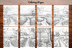 Autumn Scenery Adult Coloring Pages - CraftNest - Digital Crafting and Art