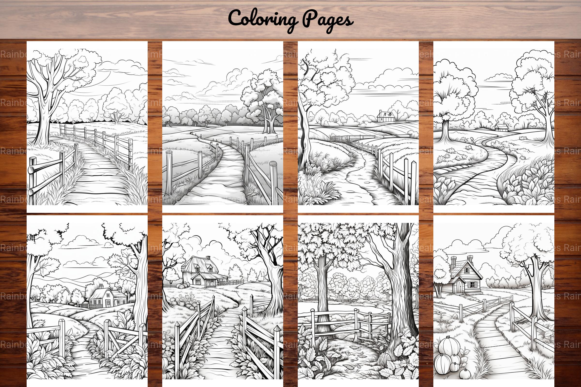 Autumn Scenery Adult Coloring Pages - CraftNest - Digital Crafting and Art