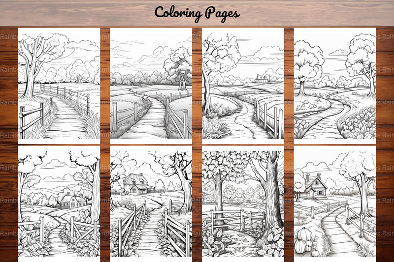 Autumn Scenery Adult Coloring Pages - CraftNest - Digital Crafting and Art