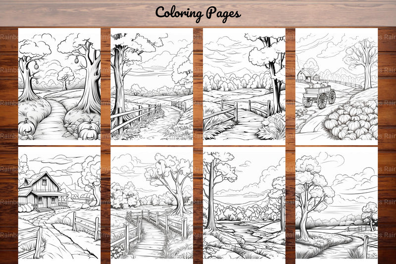 Autumn Scenery Adult Coloring Pages - CraftNest - Digital Crafting and Art