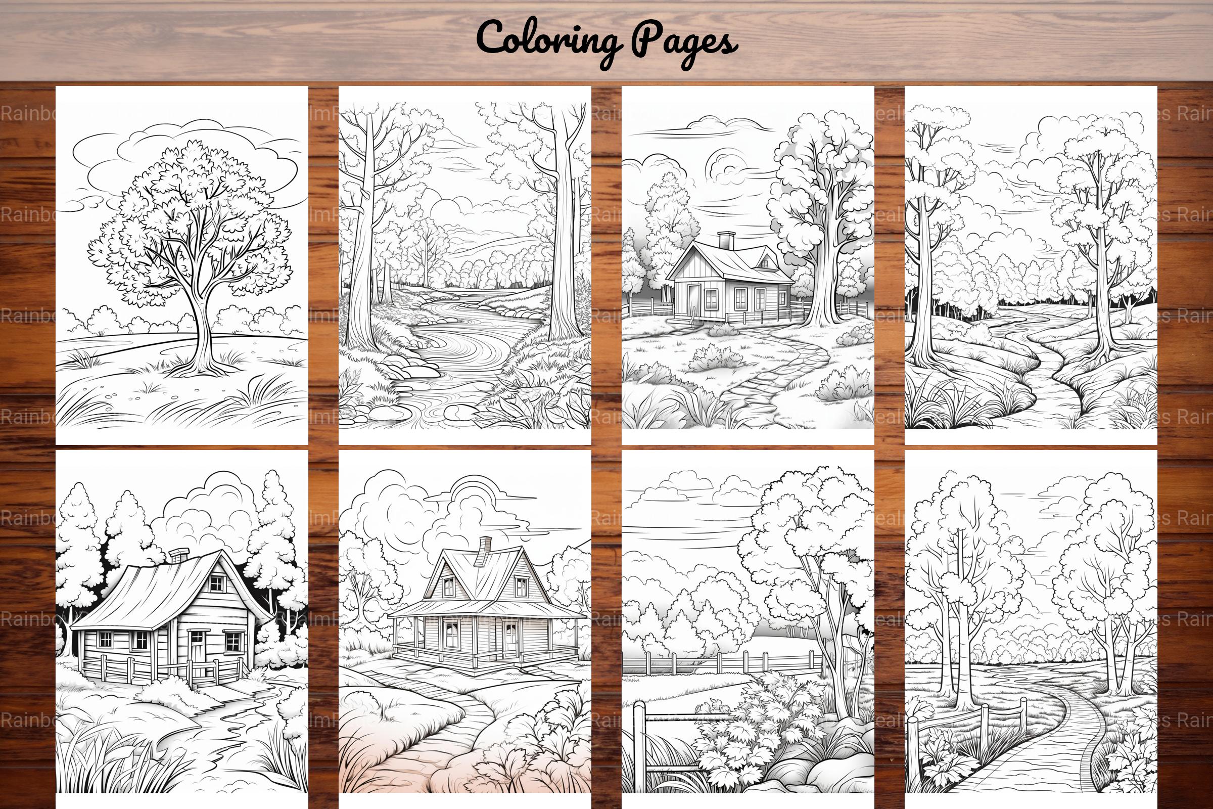 Autumn Scenery Adult Coloring Pages - CraftNest - Digital Crafting and Art