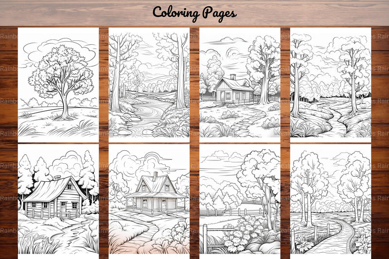 Autumn Scenery Adult Coloring Pages - CraftNest - Digital Crafting and Art