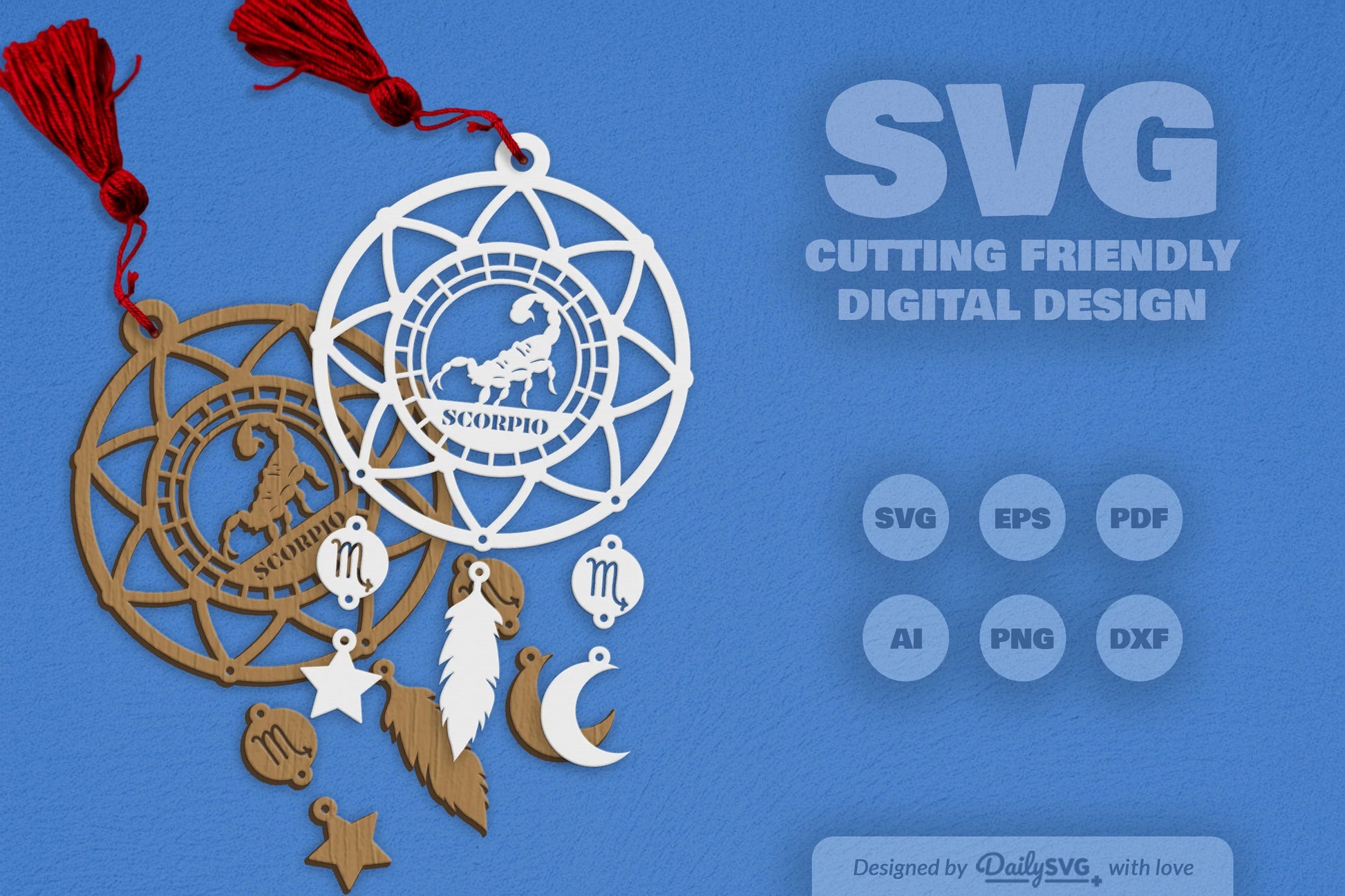 Scorpio Dream Catcher Laser Cut Clipart Set - CraftNest - Digital Crafting and Art