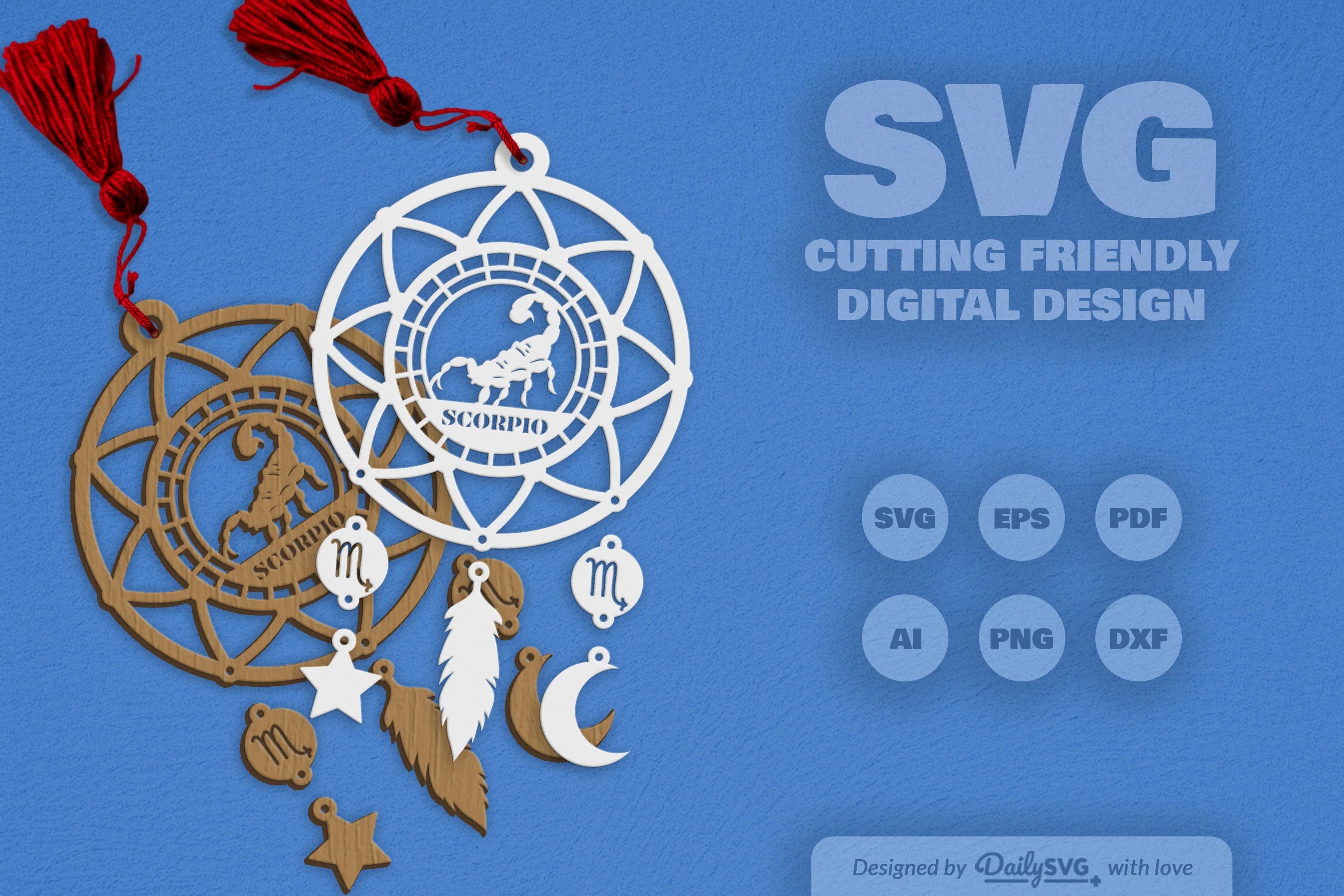 Scorpio Dream Catcher Laser Cut Clipart Set - CraftNest - Digital Crafting and Art