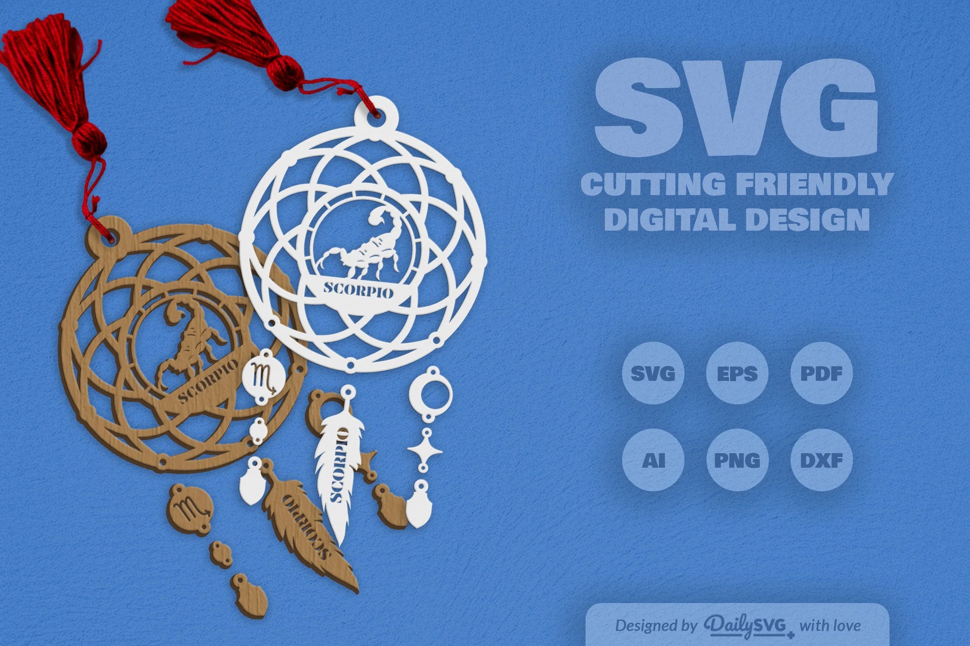 Scorpio Dream Catcher Laser Cut Clipart Set - CraftNest - Digital Crafting and Art