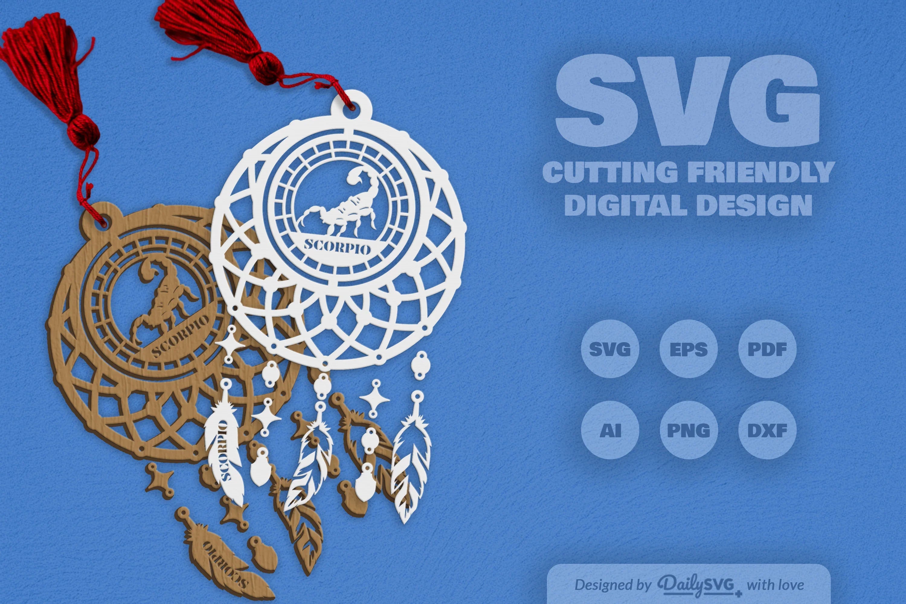Scorpio Dream Catcher Laser Cut Clipart Set - CraftNest - Digital Crafting and Art