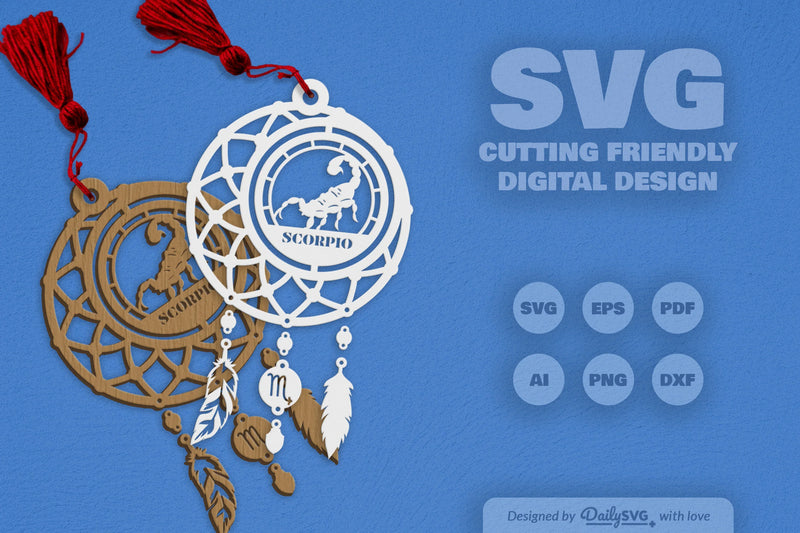 Scorpio Dream Catcher Laser Cut Clipart Set - CraftNest - Digital Crafting and Art