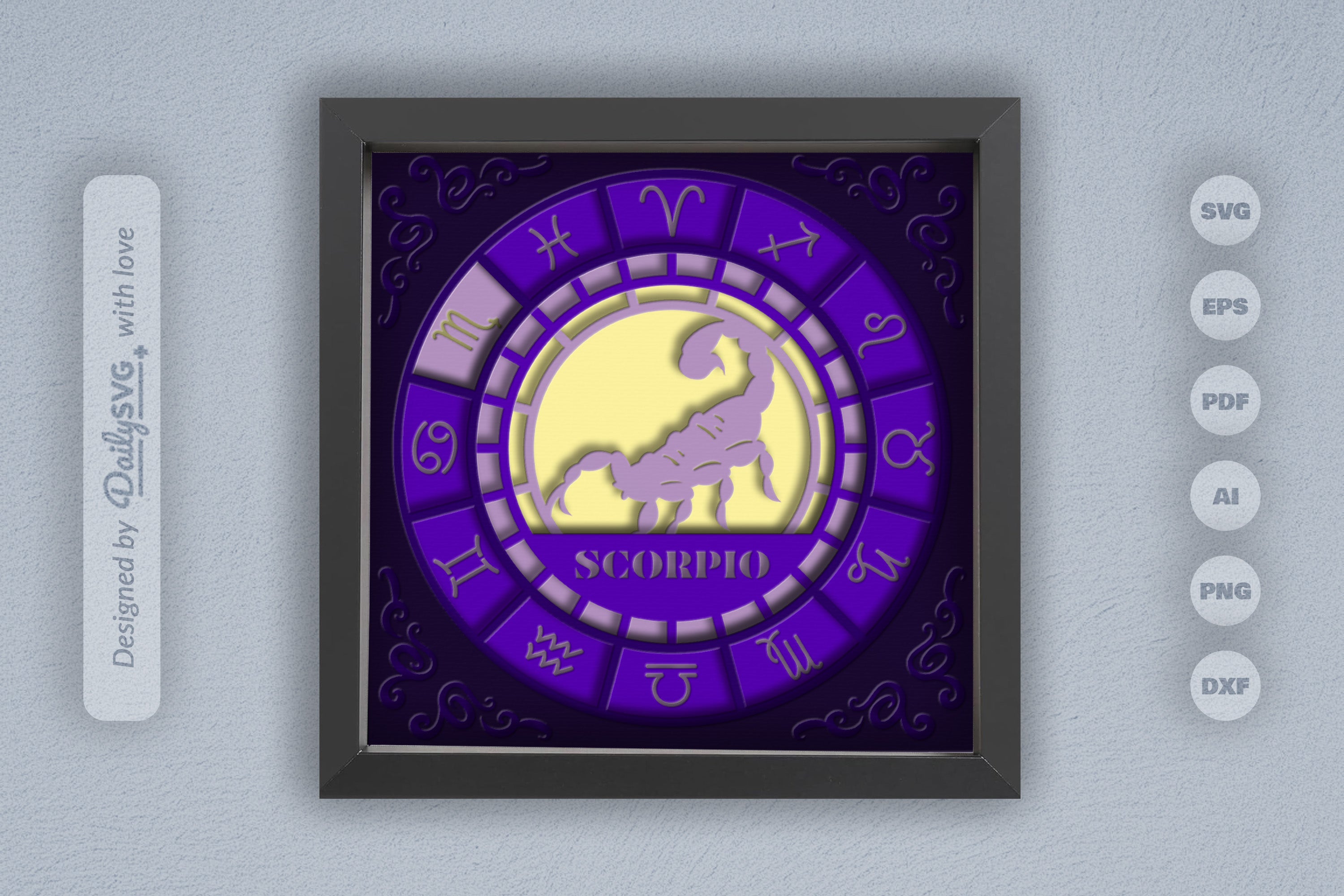 Scorpio Zodiac 3D Shadow Box Papercut SVG Bundle