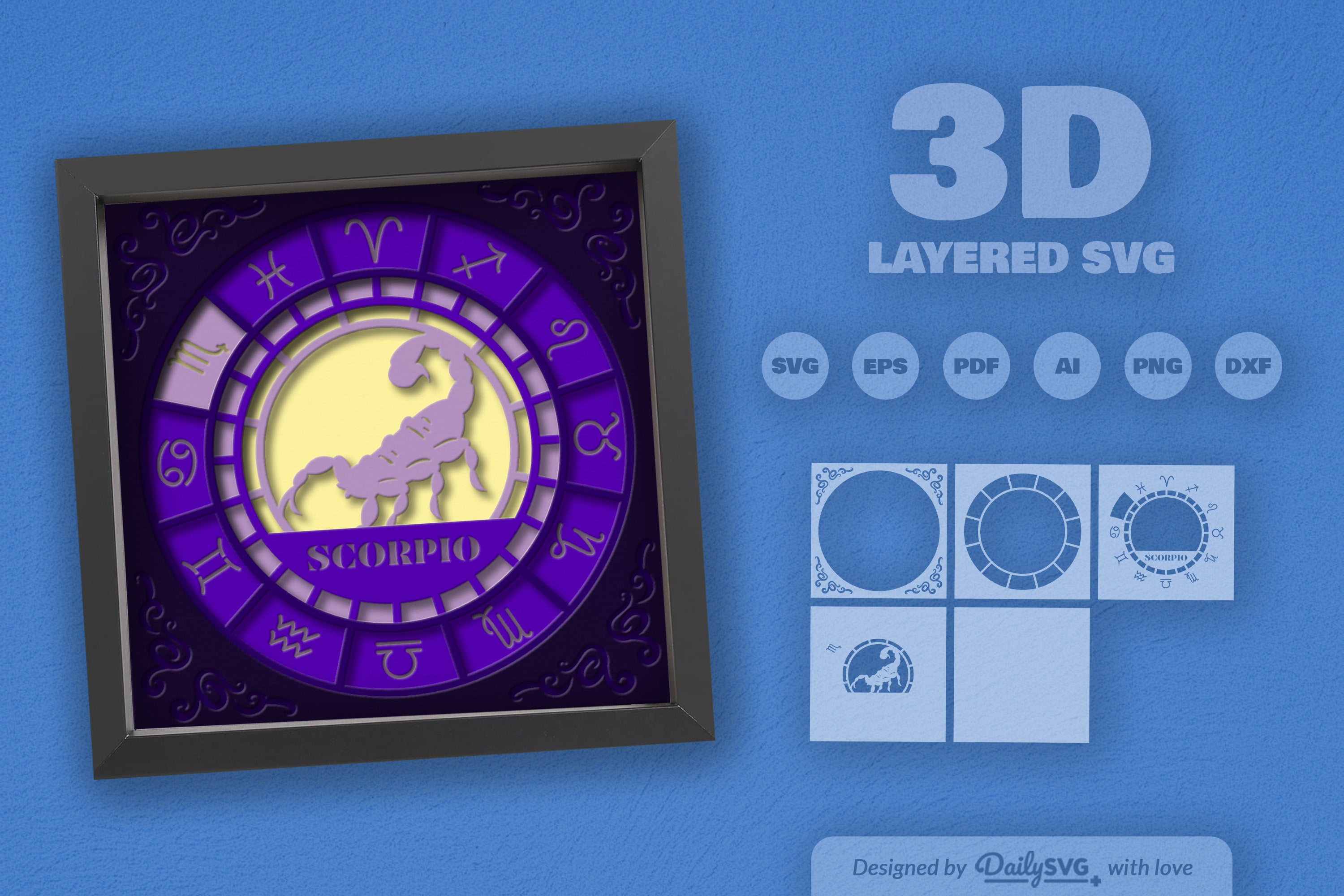 Scorpio Zodiac 3D Shadow Box Papercut SVG Bundle