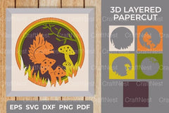 Squirrel and Mushroom 3D Shadow Box Clipart Bundle - CraftNest - Digital Crafting and Art