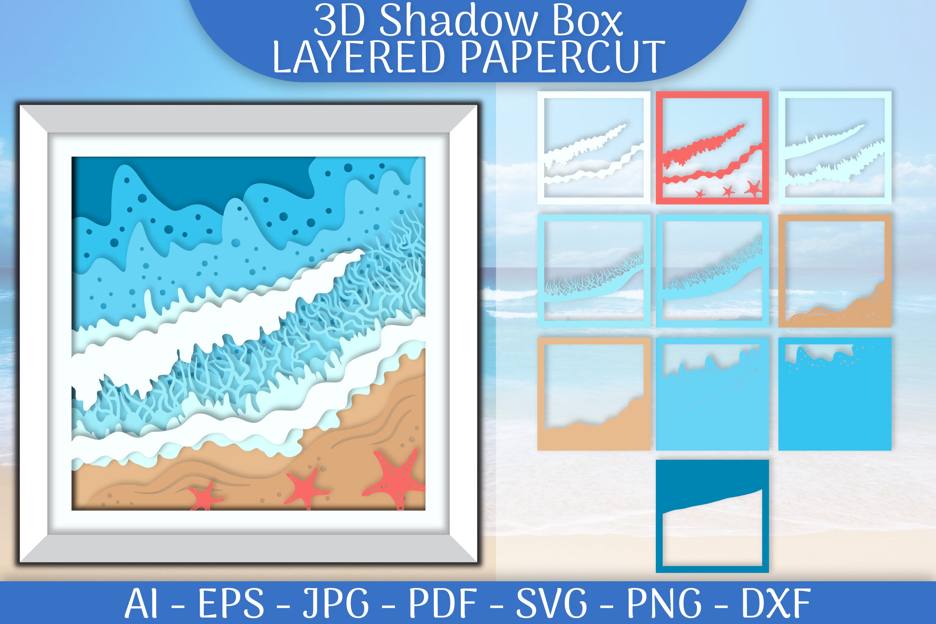 Sea 3D Layered Papercut SVG Bundle