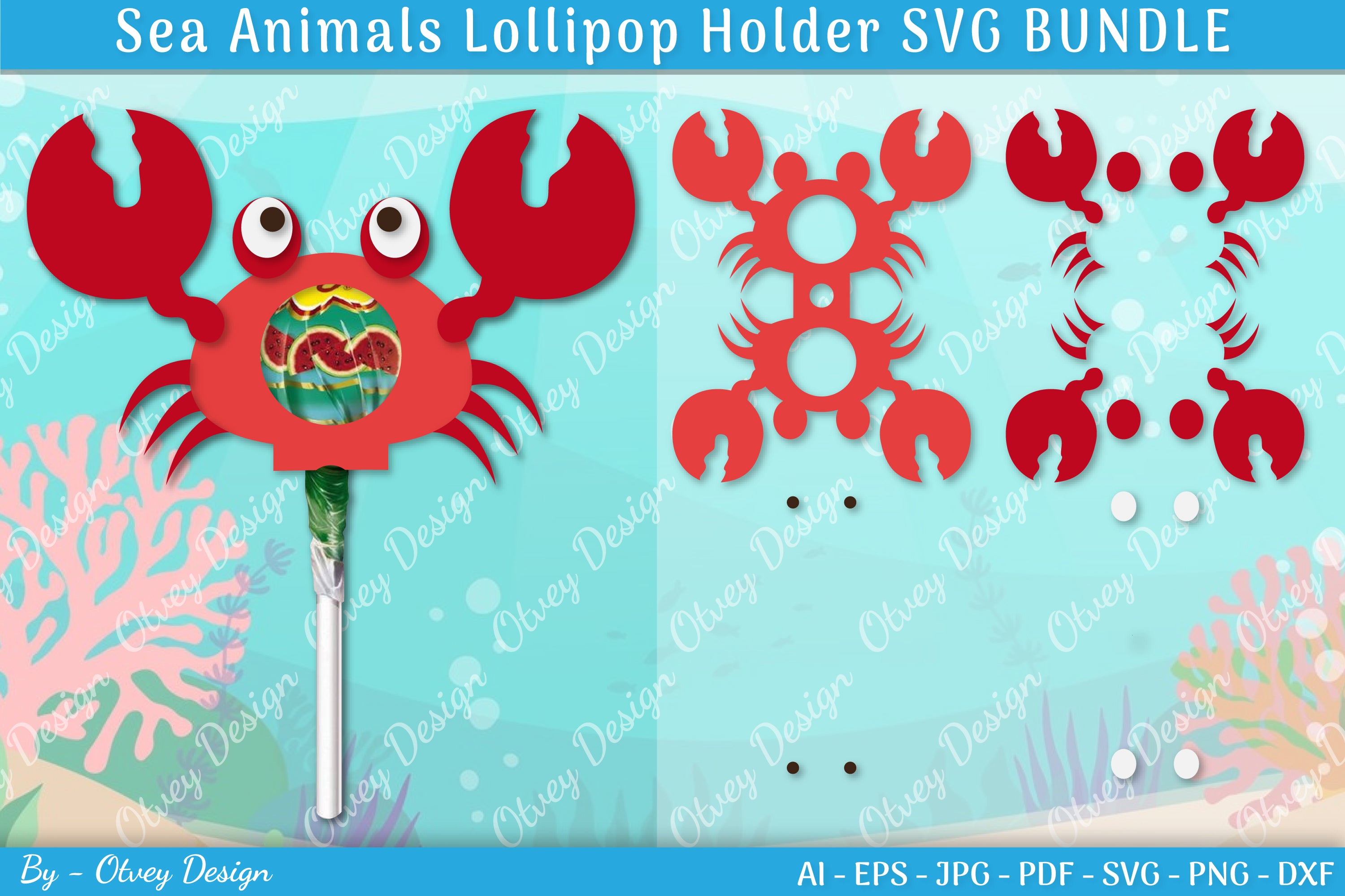 Sea Animal Lollipop Holder SVG Bundle 2 - CraftNest - Digital Crafting and Art