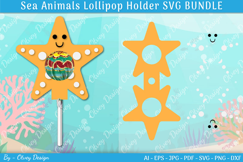Sea Animal Lollipop Holder SVG Bundle 4 - CraftNest - Digital Crafting and Art
