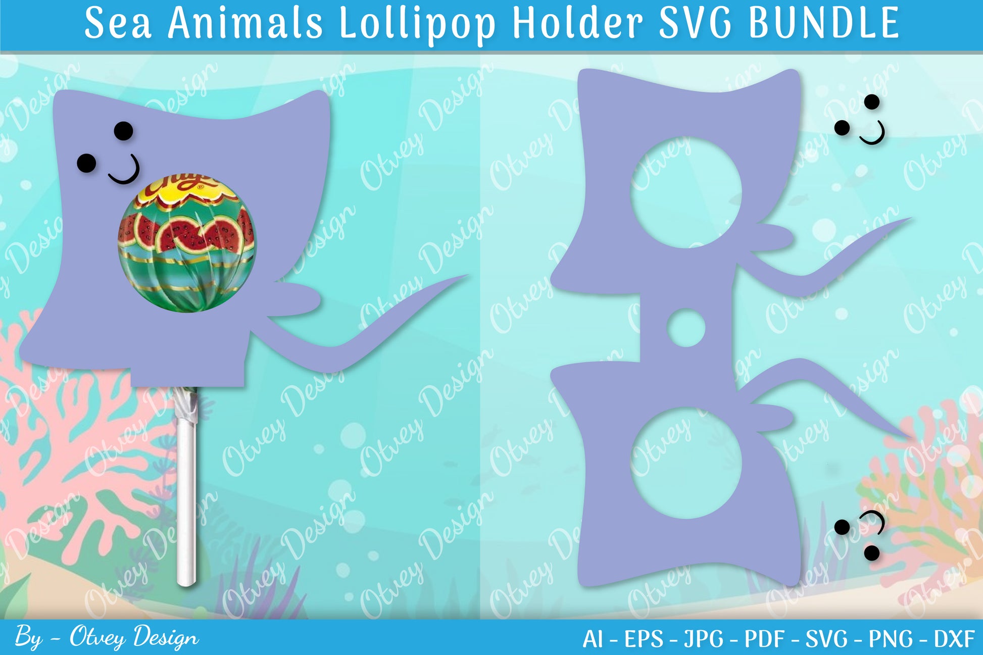 Sea Animal Lollipop Holder SVG Bundle 5 - CraftNest - Digital Crafting and Art