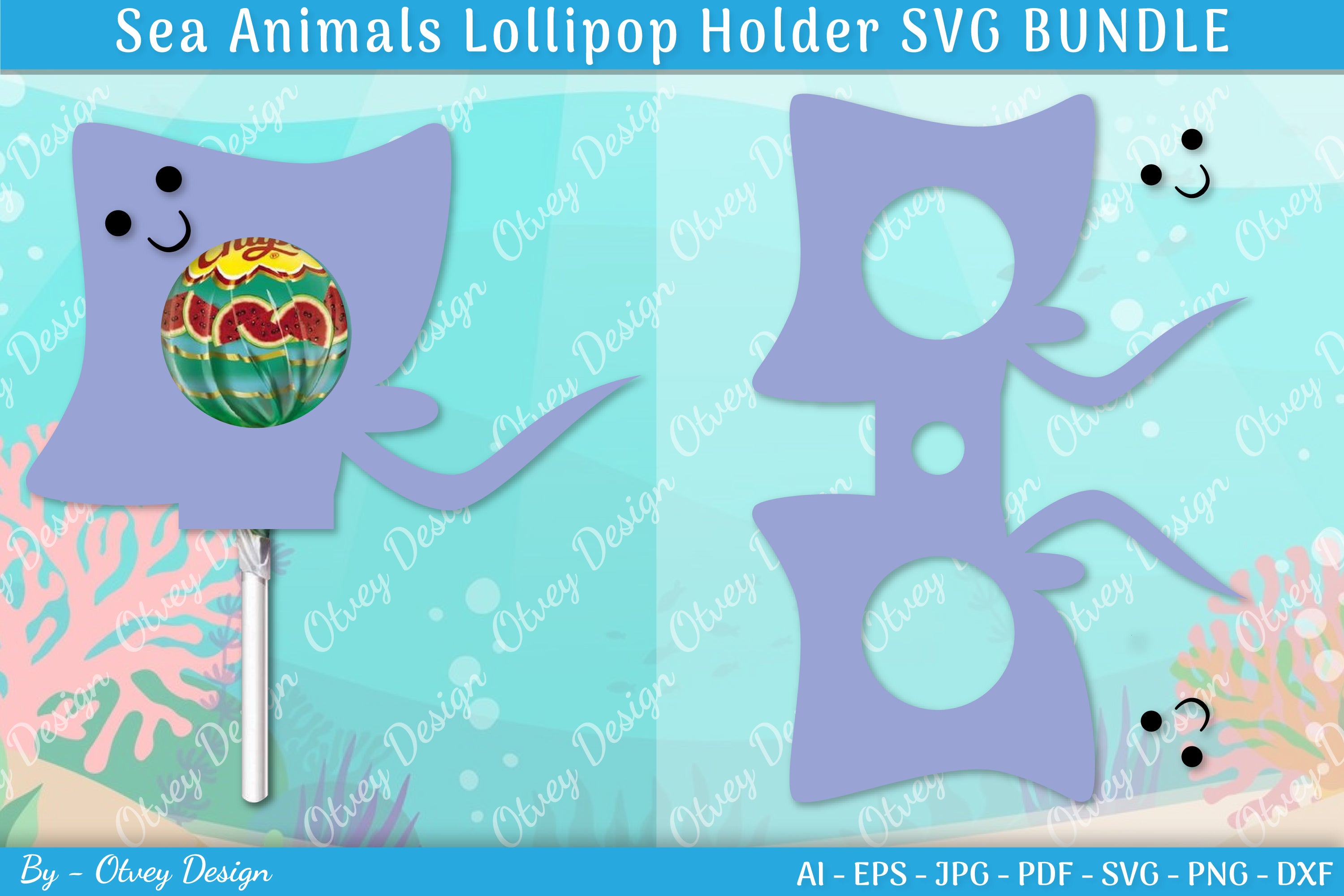 Sea Animal Lollipop Holder SVG Bundle 5 - CraftNest - Digital Crafting and Art