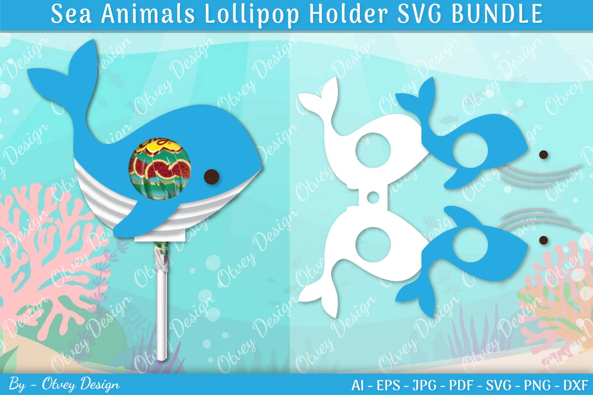 Sea Animal Lollipop Holder SVG Bundle 7 - CraftNest - Digital Crafting and Art